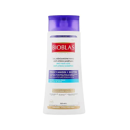 Bioblas Procyanidin + Biotin Saç Dökülmesi Karşıtı Anti Stress Şampuan 360 ml شامپو ضد ريزش موي استرسي مناسب موهاي نرمال و خشك حاوي پروسيانيدين و بيوتين بيوبلاس 360 ميل - Image 1