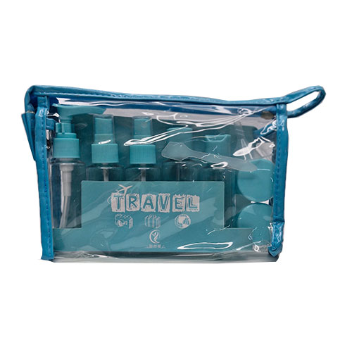 travel set 9 piece with bag sky blue ست مسافرتی 9 تکه کیف دار آبی آسمانی کد 0338 - Image 1