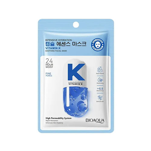 Bioaqua Vitamin K Soothing Facial Mask 25g ماسك ورقه ای تسكين دهنده ويتامين K بيوآكوا 25 ميل كد BQY45898 - Image 1