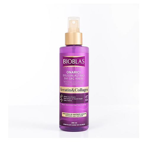 Bioblas Collagen and Keratin Conditioner Spray 200Ml اسپری دوفاز ترميم كننده و حجم دهنده كراتين و كلاژن بيوبلاس 200 ميل - Image 1
