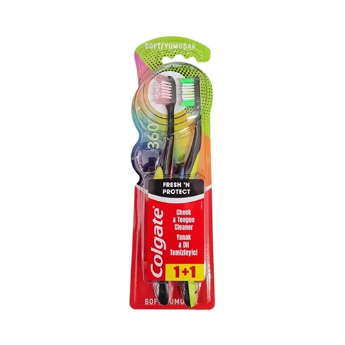 Colgate 360 Fresh N Protect Toothbrush مسواك كلگيت مدل Fresh n protect 360 بسته دو عددی با برس نرم - Image 1