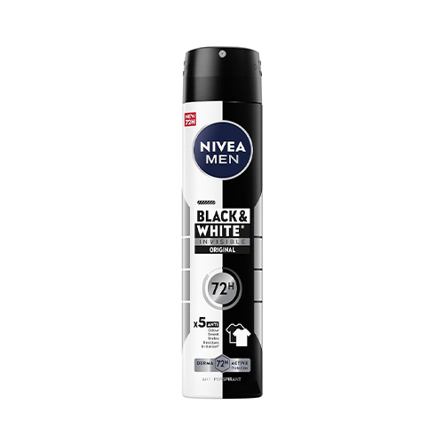 Nivea Men Black and White Deodorant Spray for Men 150ml اسپری دئودورانت 72 ساعته مردانه BLACK & WHITE نيوآ 150 ميل - Image 1