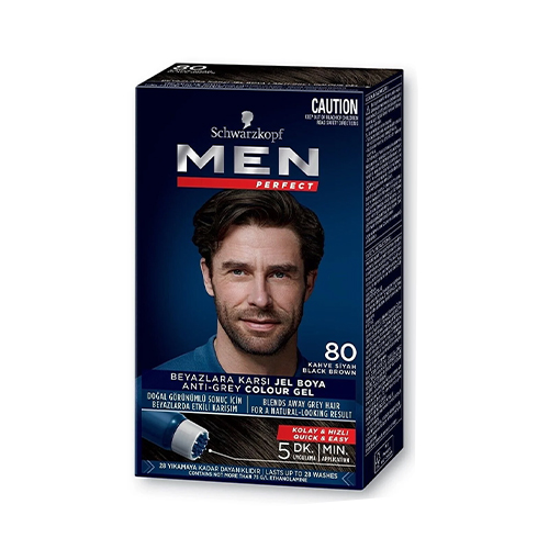 Schwarzkopf Men Perfect Black Brown Color 80 40ml كيت رنگ مو مردانه شوارتزكوف MEN شماره 80 قهوه ای مشكی - Image 1