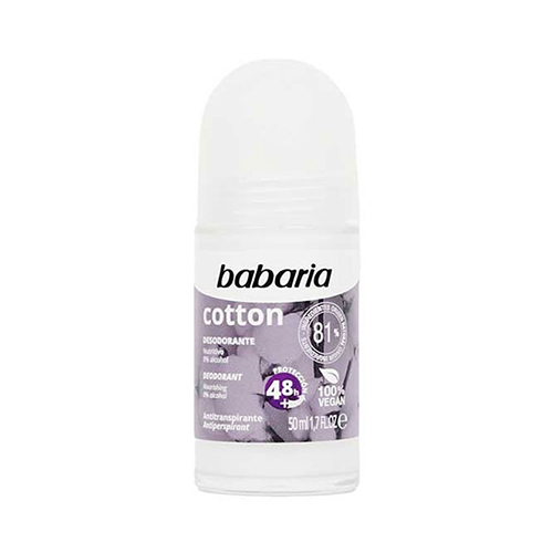 Babaria Cotton Deodorant Roll On 50ml دئودورانت رولی ضد تعريق 48 ساعته فاقد الكل cotton باباريا 50 ميل - Image 1