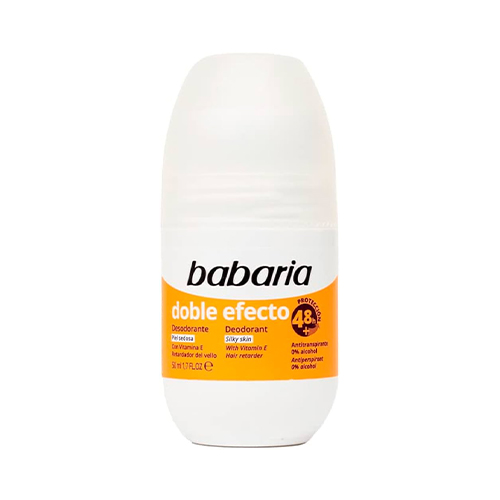 Babaria Double Effect Roll-on Deodorant 50 ml دئودورانت رولی ضد تعريق و مانع رشد موی زائد فاقد الكل 48 ساعته double efecto باباريا 50 ميل - Image 1