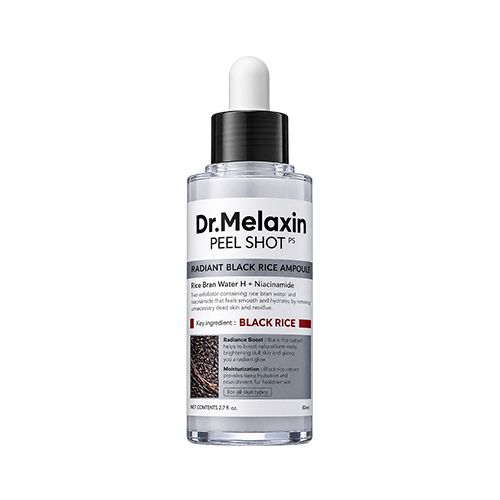 Dr Melaxin Peel Shot Exfoliant Black Rice Ampoule 80Ml آمپول لايه بردار برنج سياه و نياسين آميد PEEL SHOT دكتر ملاكسين 80 ميل - تصویر 1