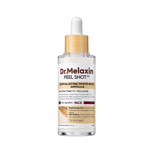 Dr.Melaxin Peel Shot Exfoliating White Rice Ampoule 80 ml آمپول لايه بردار سبوس برنج و نياسين آميد PEEL SHOT دكتر ملاكسين 80 ميل - تصویر 1