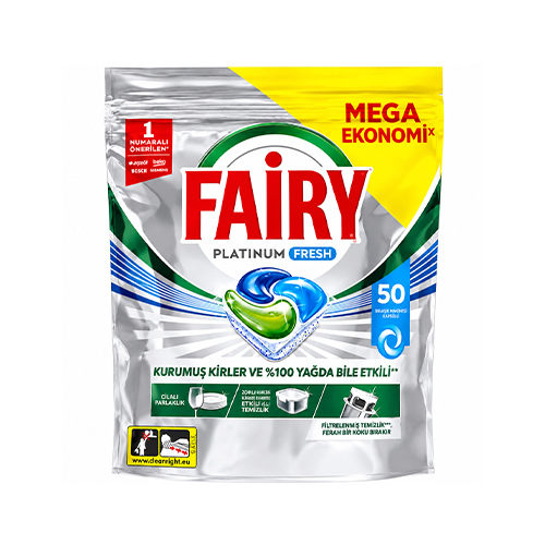 FAIRY PLATINUM FRESH HEPSI BIR ARADA 50 TABLET قرص ماشين ظرفشویی فيری پلاتينيوم فرش 50 عددی - تصویر 1